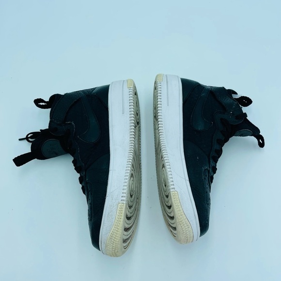 Nike Air Force 1 Leather Black Sneakers High stop 6 - Picture 4 of 11